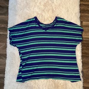 Blue and green striped open back v-neck tshirt size XS from Francesca